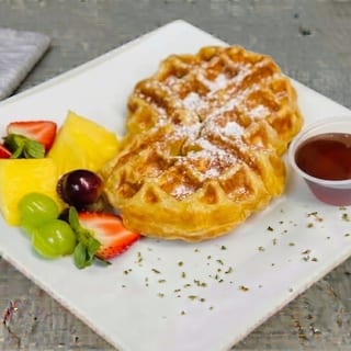 Croissant Waffle with Fruits and Syrup