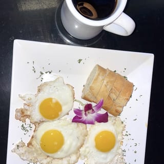 3 Eggs, Baguette, And Brew Coffee